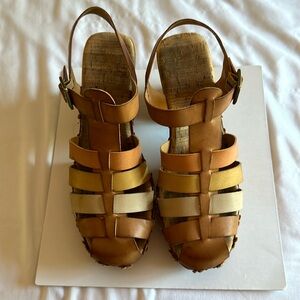 Corks high heeled leather sandals size 10